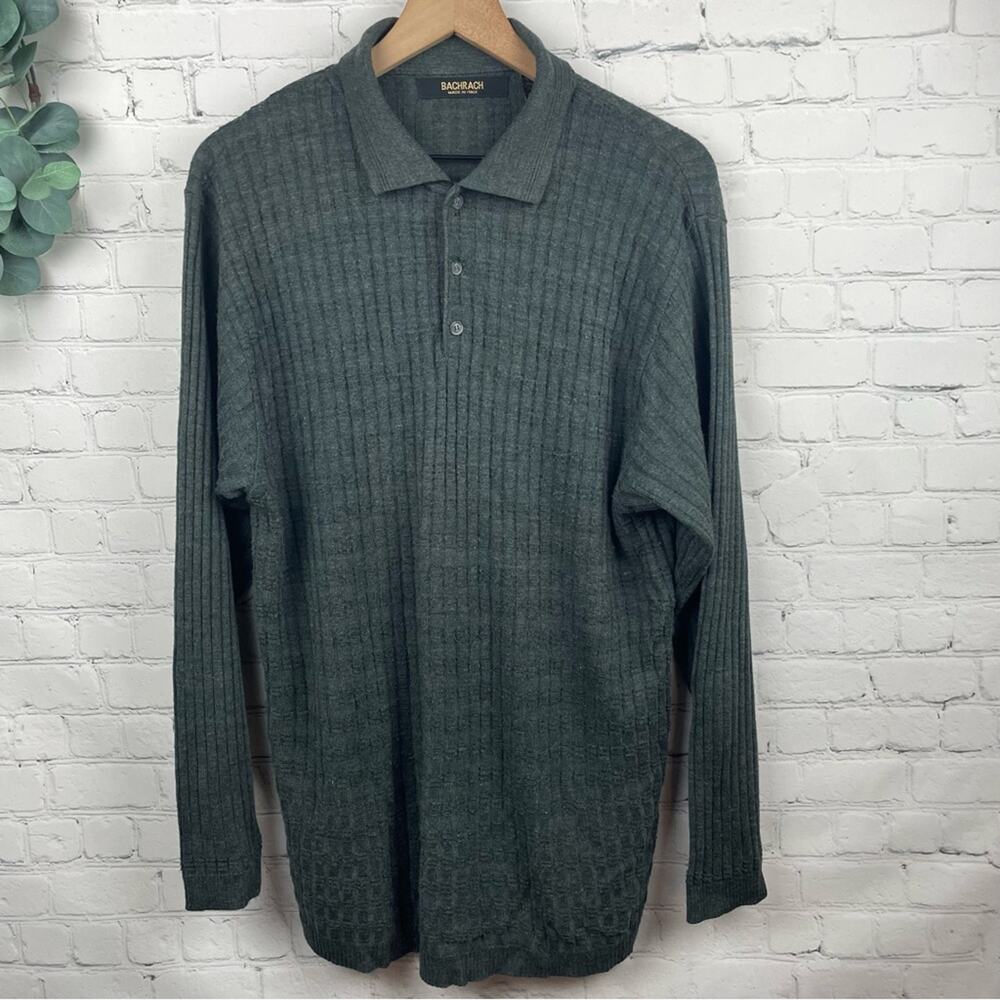 BACHRACH Merino Wool Blend Pullover Men's Gray Sweater size Large